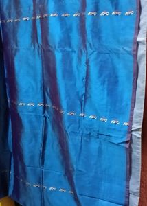 Vibrant Blue &amp; Pink Silk Saree