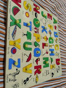 wooden alphabet board