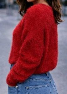 Red Fuzzy Knit Sweater