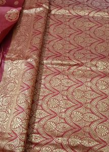89)Elegant Red &amp; Gold Banarasi Silk Saree