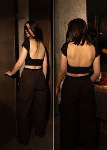Backless black retro Crop Top