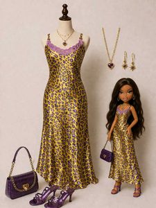 Yellow Leopard Print Slip Dress
