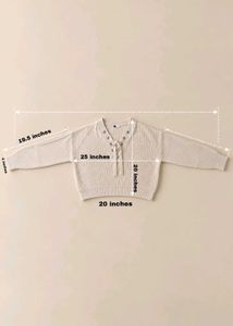 CREAM LACE-UP CROPPED KNIT SWEATER