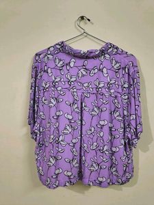 DRESSBERRY Floral Print Boxy Fit Cropped Shirt
