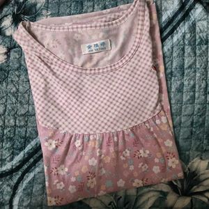 Cute Pink Floral Night Pajama Set