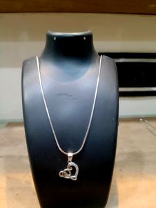Heartshape Chain Pandent Pure Silver 925