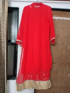 Red Embroidered Kurta