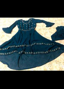 Embellished Teal Anarkali Suit Set