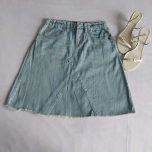 Light Wash Denim A-Line Skirt