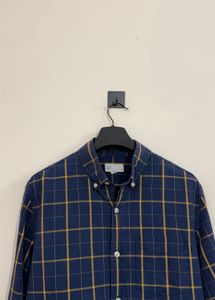 Men's Navy & Yellow Plaid Button-Down Shirt