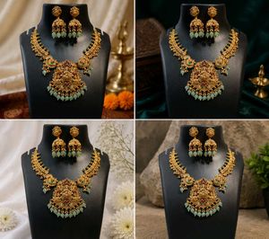 Traditional Temple Design Gold Plated Necklace Set