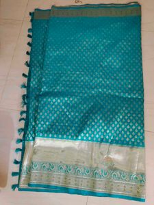 Festive Wear Sea Green Shalu Saree With Blouse