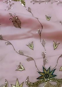 Pink Embroidered ethnic hand work saree