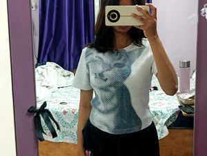 Graphic Print Cropped fitted top