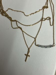 Layered Gold Necklace with Cross &amp; Infinity