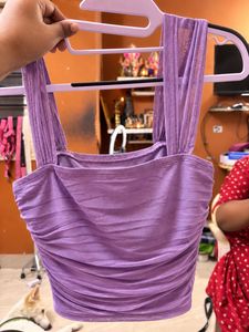 Lavender Ruched Crop Top
