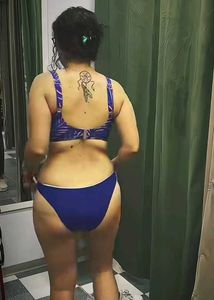 Blue &amp; Purple Patterned Bikini Top