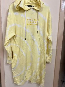Yellow Tie-Dye Hoodie Dress
