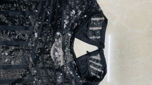 Elegant Black Sequin Full-Sleeve Blouse