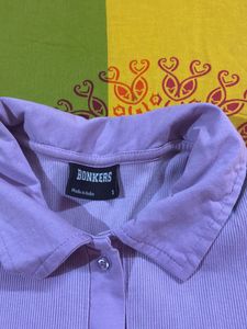 Lilac Ribbed Polo Shirt