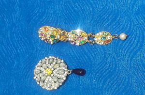 2 PairslAnklets Chain And Saree Brooch Pin  Set