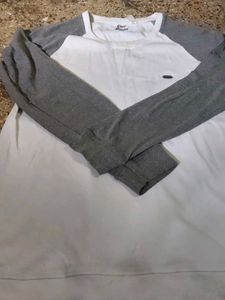 Men's Grey & White Raglan T-Shirt
