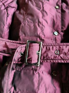 Elegant Purple Puffer Jacket with Belt