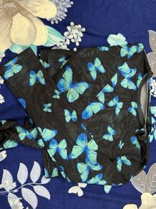 2 Artistic Collage Print Mesh Tops
