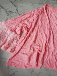 Lightweight Kimono with Lace Trim