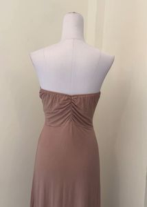 Elegant Strapless Ruched Maxi Dress