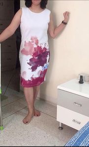 brand new white floral print knee length dress