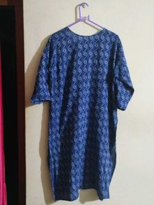 Blue Patterned Cotton Kurta