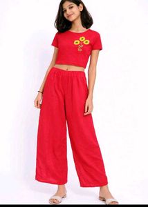 Red Crop Top & Palazzo Set