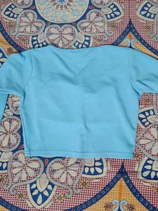 Baby Blue Square Neck Long Sleeve Top