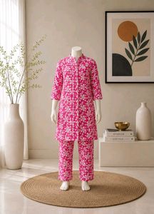 Pink Floral Kurta Set for Women