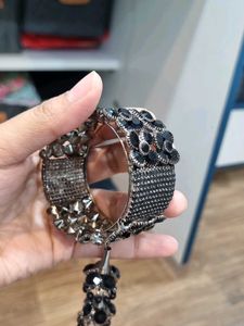 Statement Black Rhinestone Bracelet