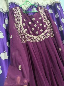 Elegant Purple Embroidered Gown