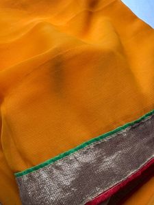 Vibrant Yellow Saree with Golden Border