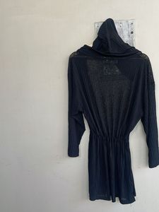 Black Hooded Duster Cardigan