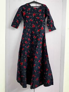 Dark Floral Print Gown with leggings