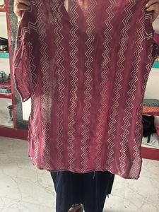 Embroidered Maroon Kurta