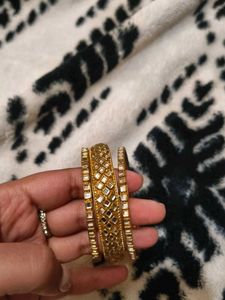 Bangles with Mirror Work Gold