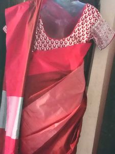 2-SareesCombo-New Maroon&amp;Blue+With+RedBorder Cott