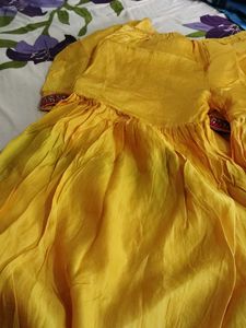 Bright Yellow Sharara Kurta with bottom for girls.
