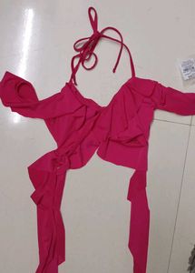 Hot Pink Ruffle Halter Top