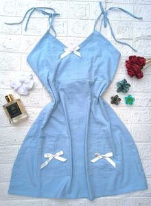 Cute Blue Summer Dress with Bows