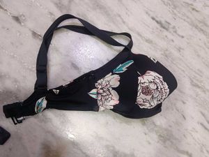 floral print black padded  bra
