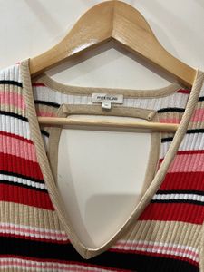 River Island – Striped Ribbed Maxi Dress