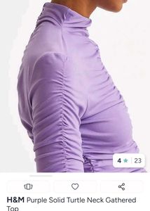 H&amp;M Purple Gathered Turtle Neck Top