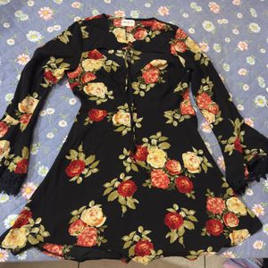 Black Floral Print Dress